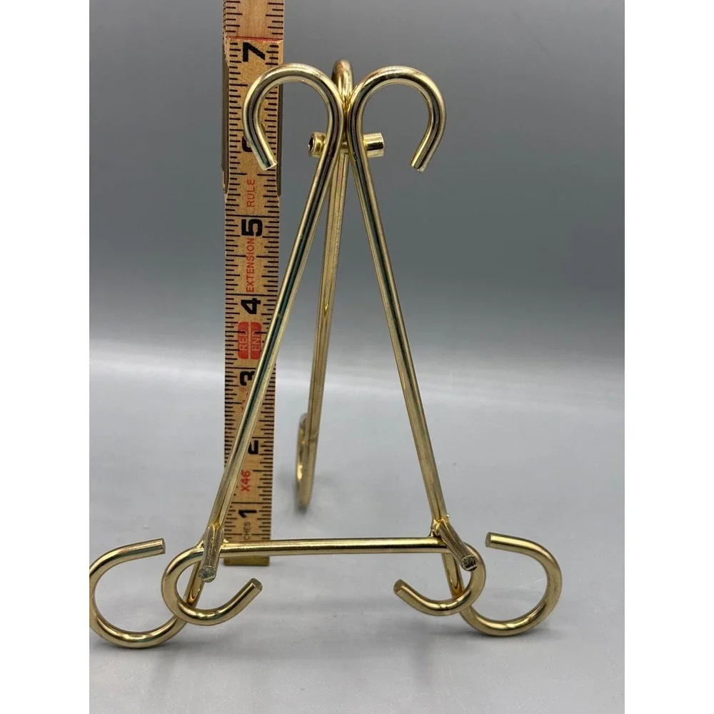 Gold Metal Easel Stand For Plate Or Frame Display 7 Inches Tall